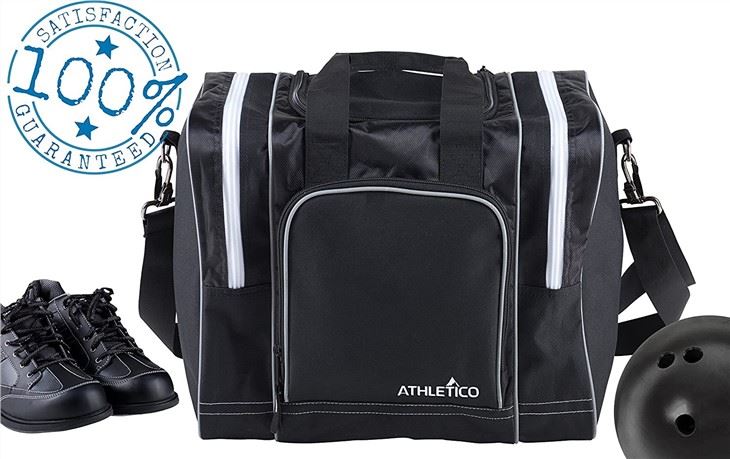 Bowling Bag For Single Ball - Single Ball Tote Bag With Padded Ball Holder - Fits One Single Pair Of Bowling Shoes Up To Mens Size 14